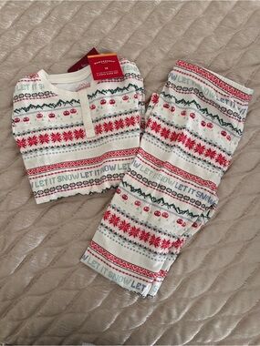 Let it Snow" Fair Isle Cozy Knit Long pijama set Wondershop™ Cream 12